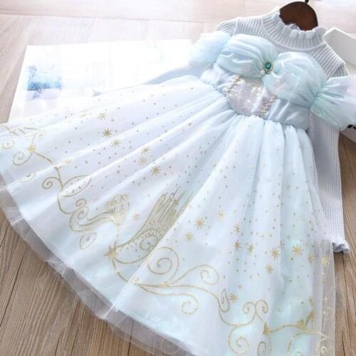 Girls Boutique blue sequin bow tulle princess dress wholesale