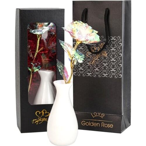 Birthday Gifts Artificial Plant Anniversary Decorations Multicolor Plastic Purle Gold-Plated Rose Flower