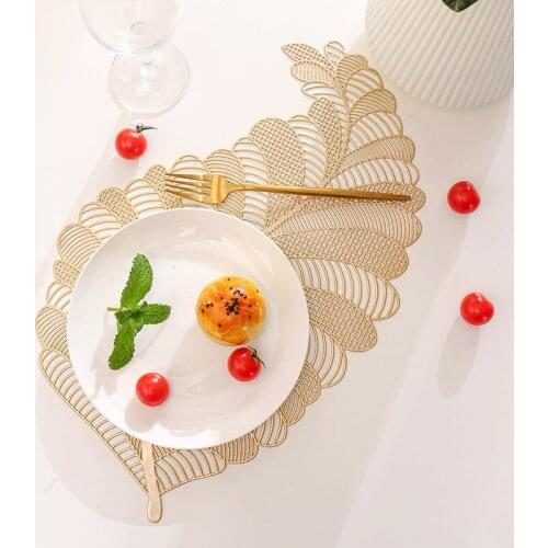 Leaf Pattern Hollow Placemats for Dining Table Used for Wedding Banquet Holiday Daily Kitchen Decoration Placemat Coasters