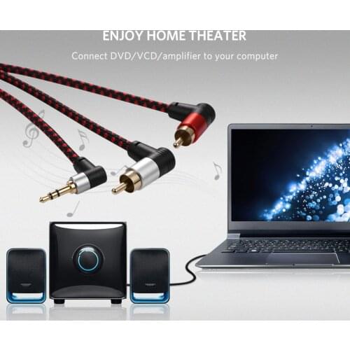 Practical 3.5mm Male to 2 RCA Male Cable Durable Multi-functional Stereo Audio AUX Y Splitter Cord for DJ Amplifier