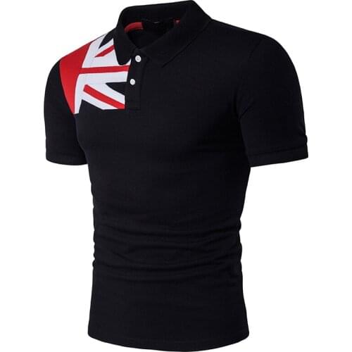 Shoulder the American flag printing short sleeve polo shirts leisure cultivate ones morality men polo shirt in summer