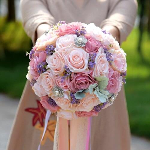 SESTHFAR Wedding Bouquet Bridal Holding Flowers Atificial Silk Rose Bridal Bouquet For Wedding decoration