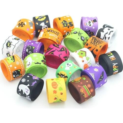 High quality 1 Meters/lot 25mm Halloween Pattern Grosgrain Ribbons DIY Art Handmade Materials party decoration material ribbon