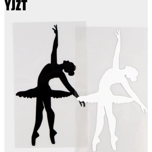 YJZT 10.0×17.2CM Gymnastics Vinyl Decal Car Sticker Ballerina Beautiful Car Sticker Black/Silver 20A-0243