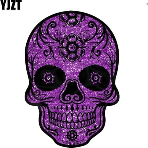 YJZT 12.3CM*17.8CM Purple Sugar Skul Car Sticker Reflective Personality Decal PVC 6-0152