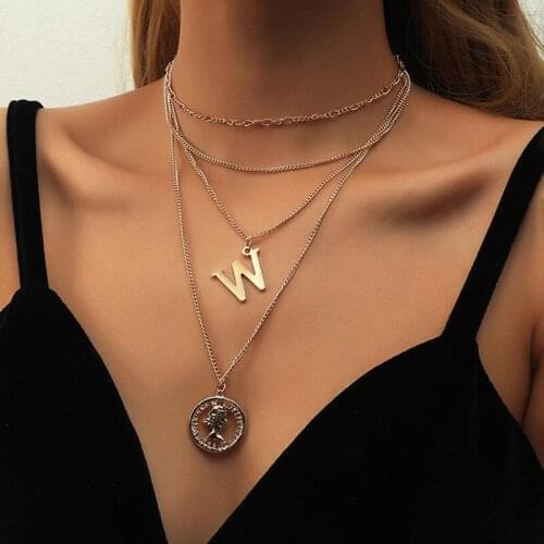 ORNAPEADIA Jewelry Chain Pendant Layered Necklace for Women Decoration W Personalized Beauty Head Hanging Bone Pendant Wholesale
