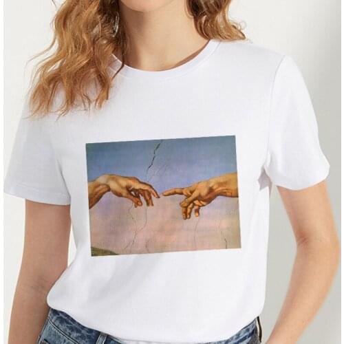 New summer Spoof Michelangelo Sistina T shirts Women Harajuku funny printed Femme T-shirt Casual Tops Tee Vintage Womens T shirt