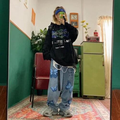 Woman Jeans Autumn High Waist Jeans for Women Casual Blue Jeans Fashion Cargo Pants Female High Street Print Denim Jeans