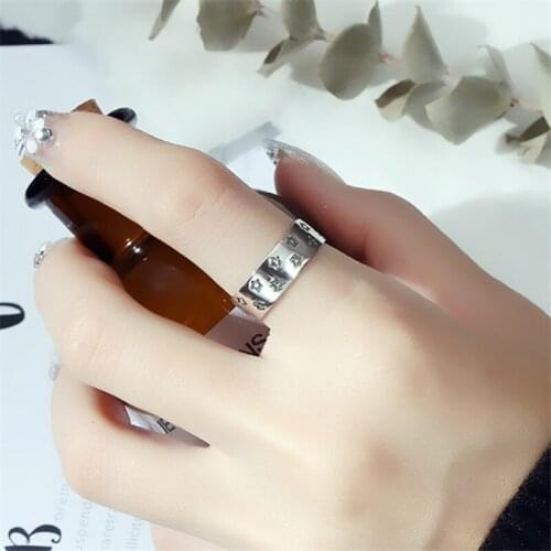 925 Sterling Silver Full Five-pointed Star Open Ring Female Fashion Retro Thai Silver Exquisite Handmade Jewelry Gift