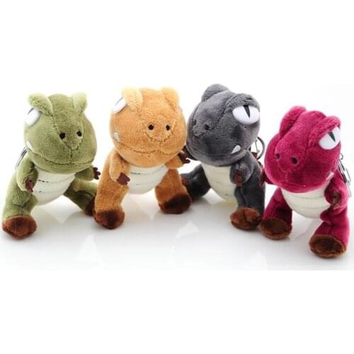 1Pcs Dinosaur Plush Doll Pendant Cute Kawaii Tyrannosaurus Toy Short Plush PP Cotton Filling Keychain 4 ColorsBrown Mini Gift