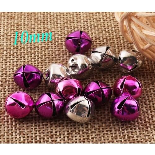 100 Pcs MINI Copper Purple/Silver Jingle Bells Christmas Bells Dancing Bells Durable Jingle Bells Pet Bells Cross Bells-10mm