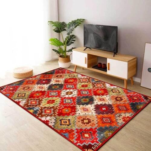 200*300cm Bohemian rhombus geometric mosaic ethnic style red living room bedroom bedside carpet floor mat