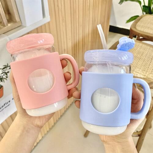 300ml Portable Simple Drink Water Straw Bottle Cup Plastic for Baby Kids Children Student Boy Girl Creative Gift Wholesale