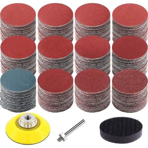 300Pcs 2 Inch Sandpaper Sanding Discs 80-3000 Grit Paper with 2Inch Abrasive Polish Pad Plate and 1/4 Inch Shank