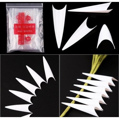 500Pcs bag Nature Transparent White Clear False Artificial Nail Coffin Tip DIY ABS Plastic Nail Tips Half Fake Cover 10 Sizes