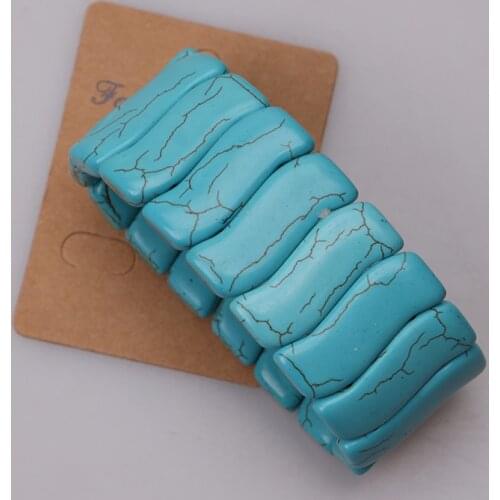 Ambrum Big Blue Simulated Natural Stones Bracelet Women Handmade Bangle Jewelry Adjustable Stones Beaded Bracelet