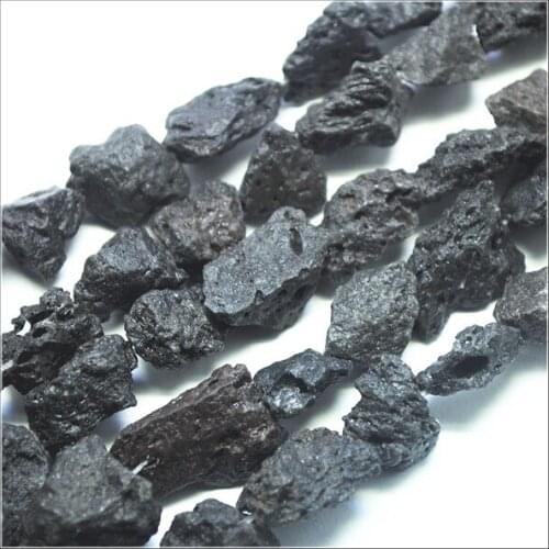 1 string Natural stone beads Black lava volcano powerful strings for jewelry making size 10-15mm