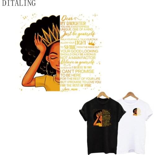 Black Girl Quote Iron On Patches For Clothing DIY Washable Heat Transfer Patch Black Women Thermal Sticker On Clothes Appliqued