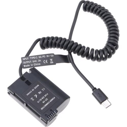 FOTGA Decoded EN-EL15 Dummy Battery Adapter +Type C Cable for Nikon D500 D600 D610 D750 D780 D800 D810 D850 Z5 Z6 Z6II Z7 Z7II V