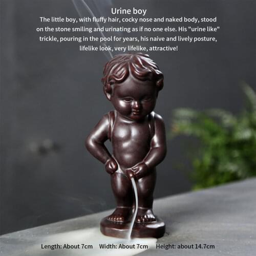 Reverse Flow Incense Holder Brown Peeing Boy Shape Incense Burner for Meditation Yoga Sleeping