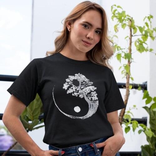Yin Yang Bonsai Tree T-shirt Trendy Japanese Gardening Plant Tshirt Women Harajuku Hipster Graphic Tee Top