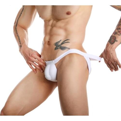 Hot Men Enhancer Sponge Pad Jockstrap Sexy Bulge Pouch Underpants Panties T-Back Open Butt Thong