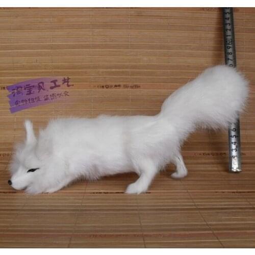 Simulation animal white fox toy 29x8x13cm down head fox polyethylene & furs resin handicraft,Decoration gift h1502