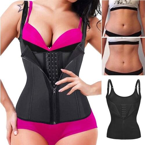Women Waist Trainer Corset Zipper Vest Body Shaper Cincher Tank Top with Adjustable Strap Tummy Conrol Shapewear Slimming Girdle