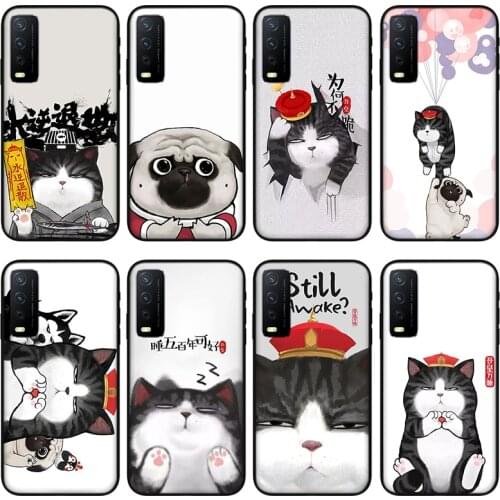 Cartoon hoo cat Phone case for vivo y30 y50 y53 y52 y31 y53 , Protective silicone case for vivo Y18 Y19 Y15 Y12 Y51 Y85 Y97 Y70s