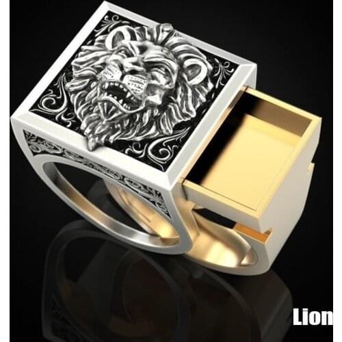 Mens Combination Ring Secret Kingdom Lion King Gift Rings for Women Men Hip Hop Fashion Jewelry Punk Viking Rings