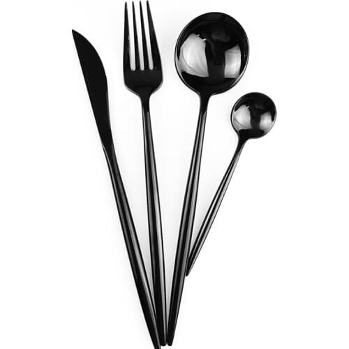 1pcs Black Tableware Set 18/10 Stainless Steel Dinnerware Set Silverware Set Knife Fork Spoon Tea Spoon Dinner Party Cutlery Set