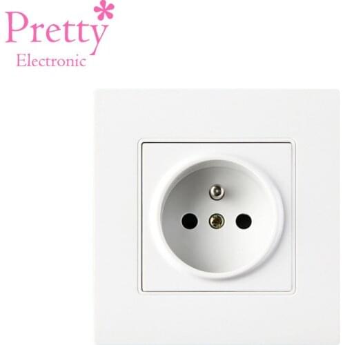 16A French Standard Wall Electric Power Socket Plug PC Outlet Panel Switched AC 110-250V 86mm*90mm Electrical outlet for Mobile