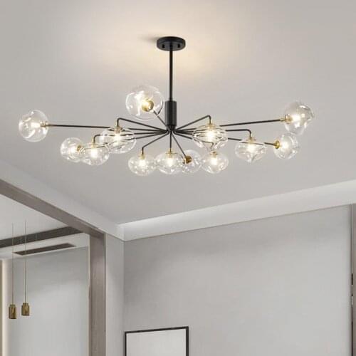 Nordic molecular chandelier G9 Led Paint Gold Black metal chandelier Lighting Bedroom Glass Globes Indoor kitchen chandelier