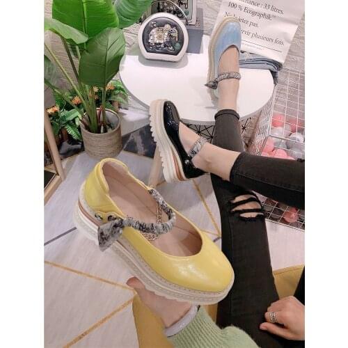 2021 spring and autumn new womens colorful laser platform small leather shoes fashion British jk shoes