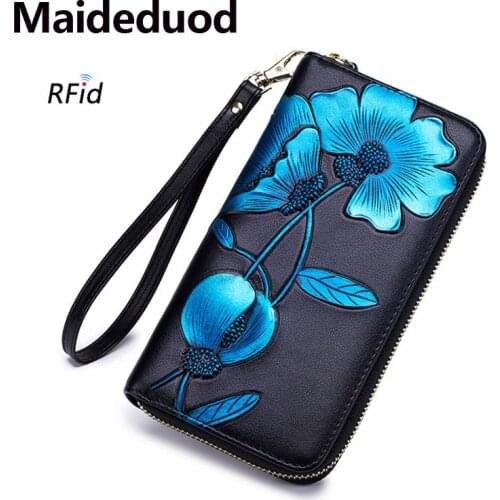 New Fashion Brand ladies' Wallet Leather Long Clutch Artificial color painting Zipper Large Capacity Cardholder Ms. purse