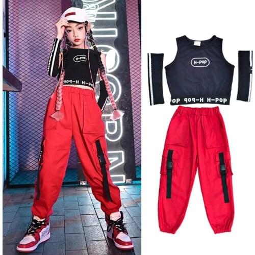 Girls Jazz Dacing Performance Clothing Summer Dancewear Hip Hop Street Dance Costume Kids Catwalk Show Stage Outfits VDB3612
