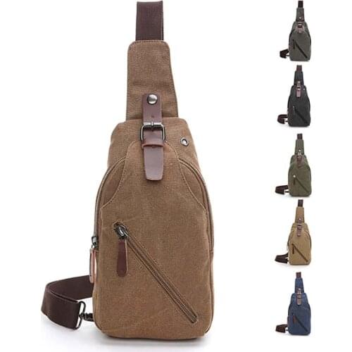 Solid Color Mens One-shoulder Diagonal Bag Retro Leisure Travel Sports Canvas Shoulder Bag Multi-color Optional