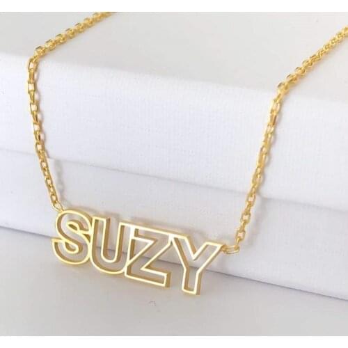 3UMeter Custom Name Necklace Stainless Steel Hollow Letter Name Pendant Personalized Women Name Clavicle Chain Gift Dropshipping