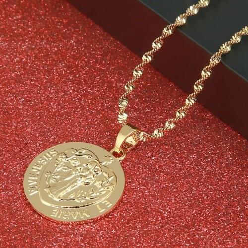 Virgin Mary Pendant Necklace Our Lady Jewelry Wholesale ET MARIE VIVEJESUS Cross Trendy Chain