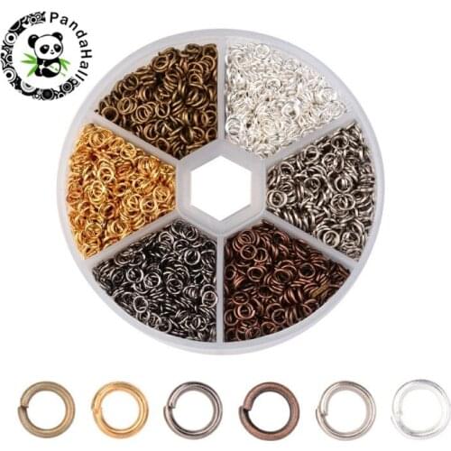 Pandahall 1 Box 4mm/5mm/6mm/7mm/8mm 6 Color Iron Jump Rings Close but Unsoldered for DIY Jewelry Findings Connector Mixed Color
