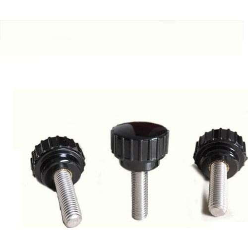 10PCS/LOT M8 Male Thread Knurled Knob Clamp 26mm Head Screw Knob Clamp 15-60mm Thread Mechanical Black Thumb Nut Grip Knob