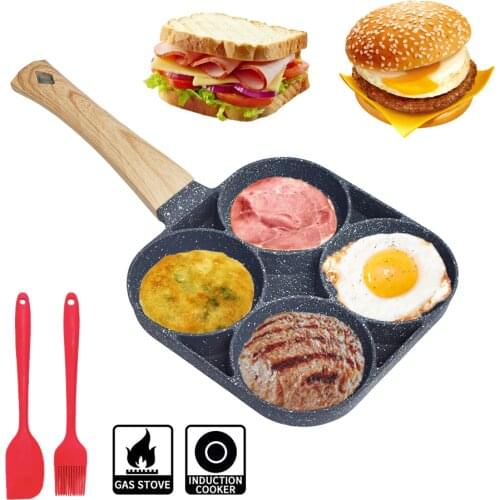 Four-hole Frying Pot Pan Thickened Omelet Pan Non-stick Egg Pancake Steak Pan Cooking Egg Ham Pans Breakfast Maker Cookware