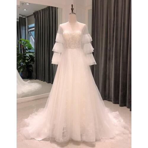 SL-8138 elegant bohemian wedding dress 2021 long sleeve aliexpress india Simple Bride dress for women corset wedding gowns