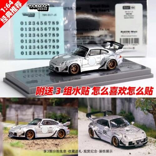 Tarmac works cars TW 1:64 RWB 993 Silver pig phantom special edition with Free crystal paste Limited collection of die-cast car