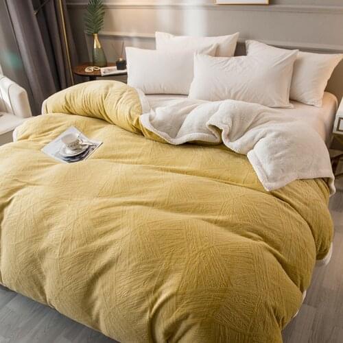 Wood Grain Yellow Winter Flannel Quilt Cover 1pcs Soft Worm Coral Fleece Comforter Cover Thickening Warm Duvet Bedding Cover