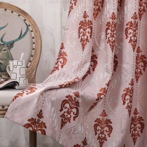 New European Style Luxury High-grade Curtain Silk Velvet Jacquard Semi-shading Curtain Curtains for Living Dining Room Bedroom