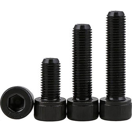 1Pcs M12 M14 Black Fine Thread Hex Hexagon Socket Head Cap Screws DIN912 Grade 12.9 Carbon Steel Allen Bolts Pitch 1.25/1.5mm