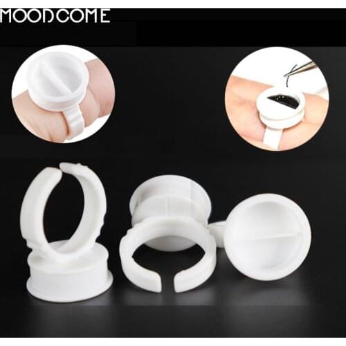 100/200pcs eyelash extend ring cup permanent makeup pigment Holder Pallet Adjustable false eyelashes glue Ring Female supplies