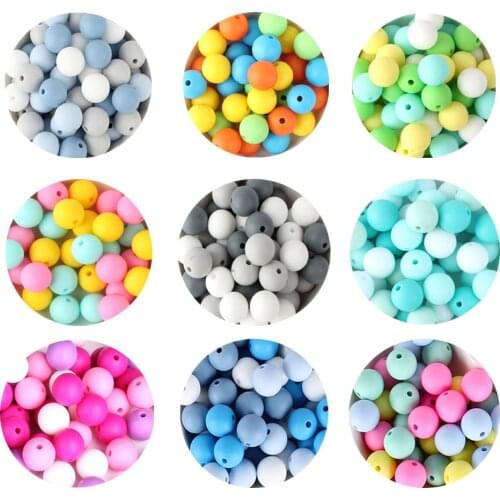 100pcs Round Silicone Beads 12mm BPA Free Baby Chewing Beads For DIY Pacifier Chain Silicone Teether Nursing Toy Accessories
