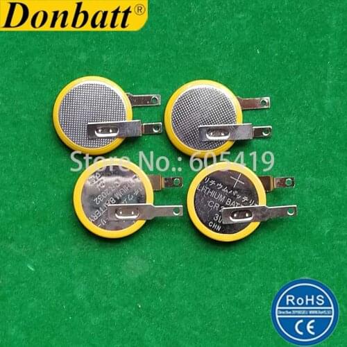 100% Fresh CR2032 3v Lithium Coin Cell Battery with welding Pins/Tabs, Horizontal & Surface Mounting Type for PCB